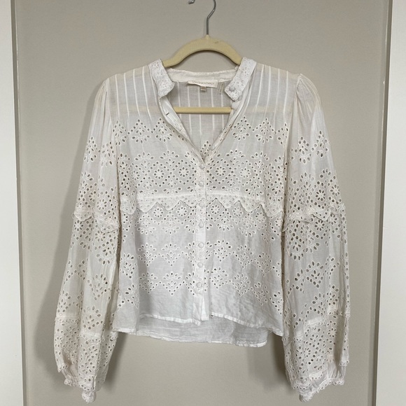LoveShackFancy Tops - Loveshackfancy cream eyelet blouse